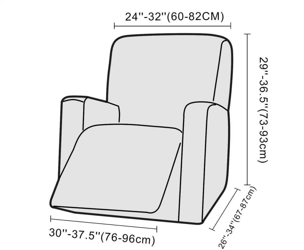 Thick Recliner Cover with Elastic Bottom with Pockets