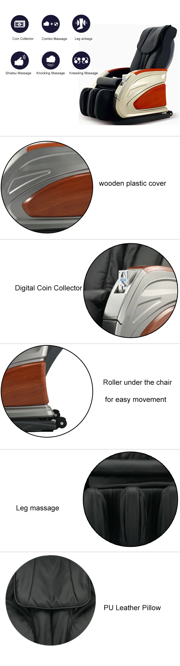 Rotai Public Business Fatigue Releif Shopping Mall Coin Massage Chair Cover