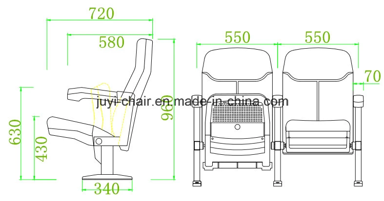 Jy-907 Folding Cover Fabric Plastic Cheap Theater Cinema Chair