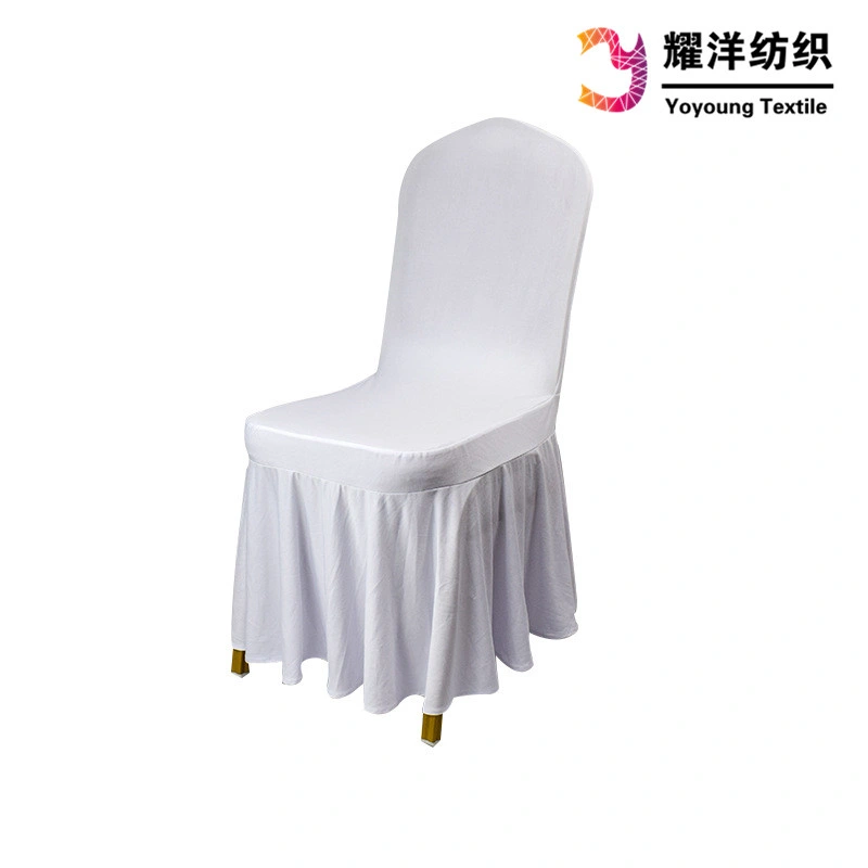 Wholesale Cheap White Thick Air Layer Spandex Ruffled Chair Covers for Wedding Party Banquet