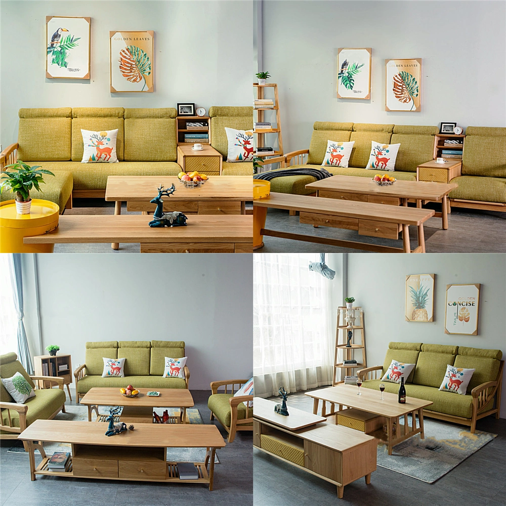Nordic Living Room Solid Wood Single Double Triple Corner Combination Sofa 0285