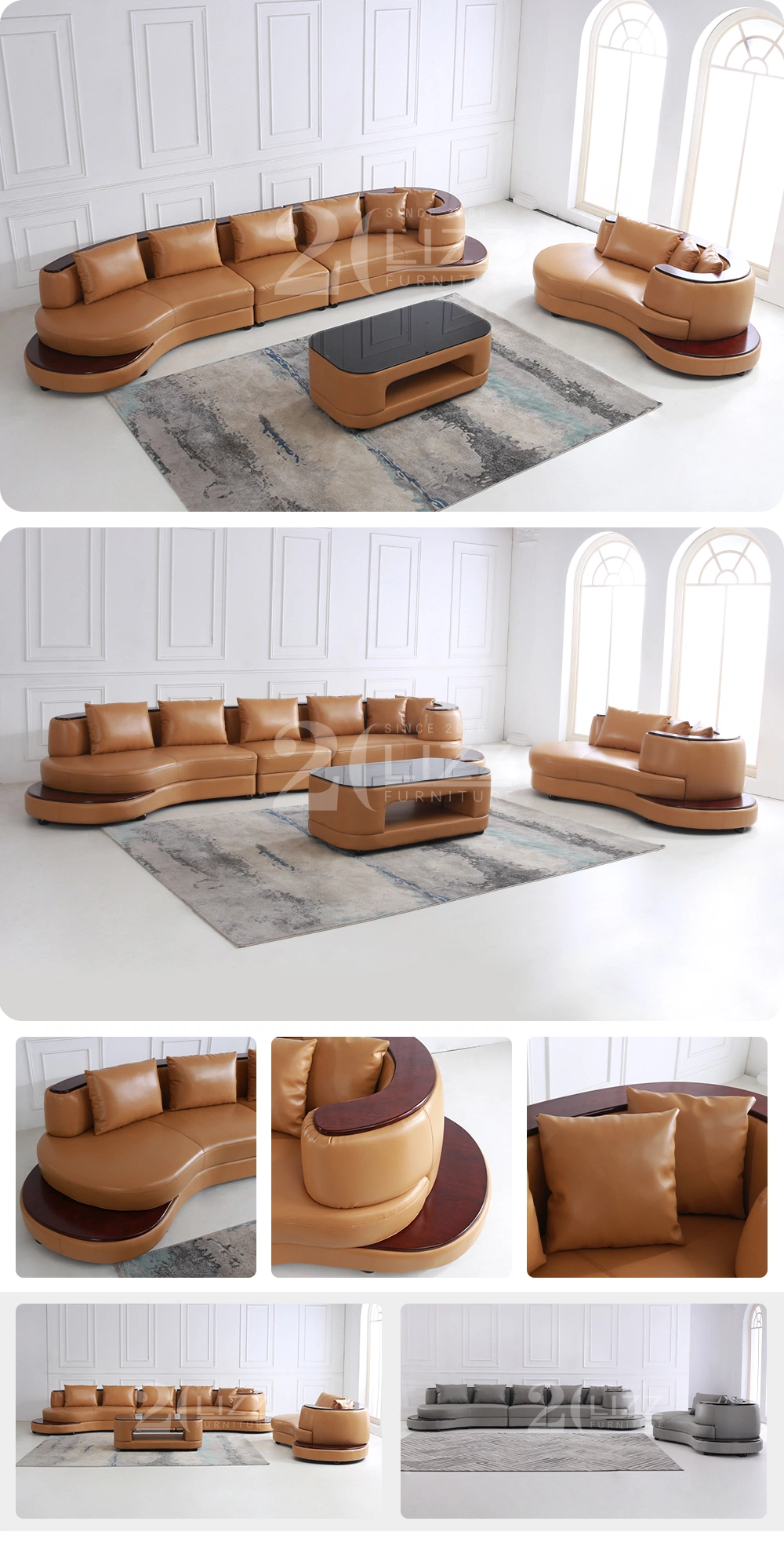 New Modern Office Meeting Room and Home Furniture Genuine Leather Sofa
