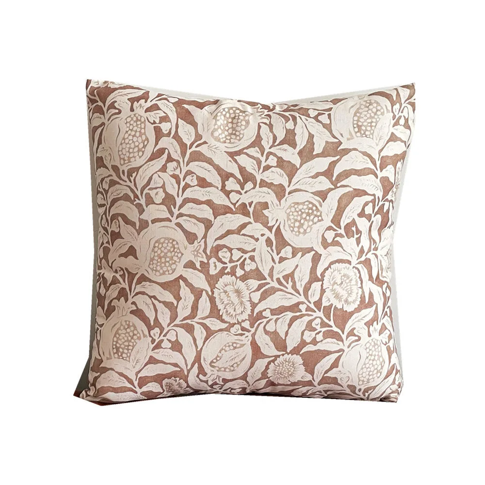 Custom Living Room Sofa Cushion Cover Chocolate Pomegranate Printed Pillow Cover 18 X 18 Floral Throw Pillow Covers