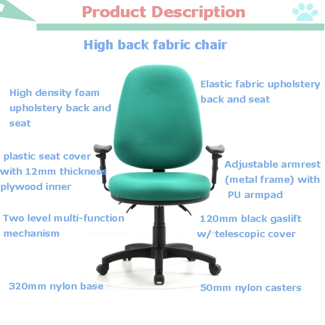 High Quality Fabric Cover Swivel Clerk Staff Office Chair