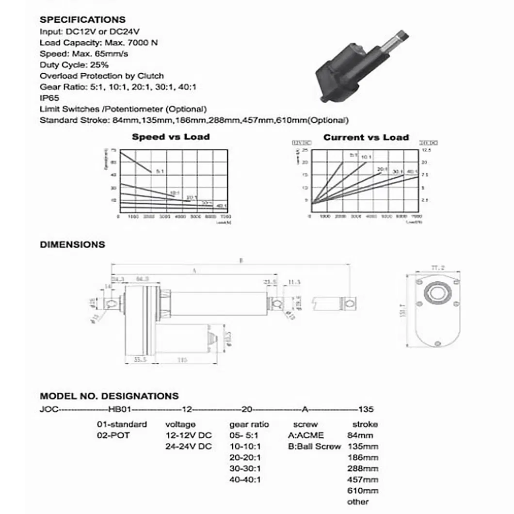 Heavy Duty 4 Inch Stroke DC 12/24V Linear Actuator, OEM Hydraulic Pneumatic Electric Actuators in Stock, Waterproof Anti Salt Linear Driving Products