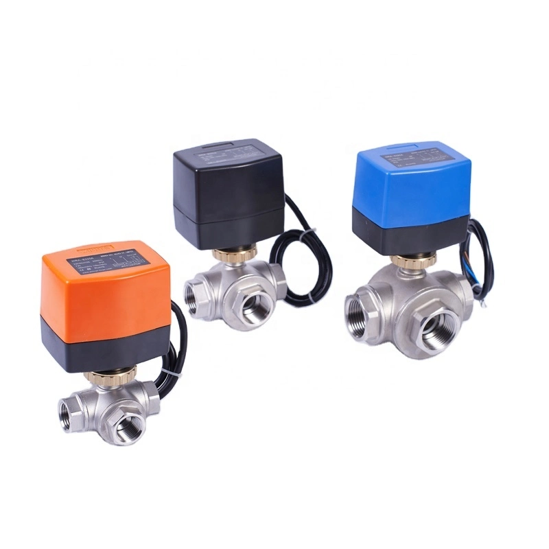 3 Way Electric Actuator Central Heating DN20 Motorized Ball Valve for HVAC Water Flow Control