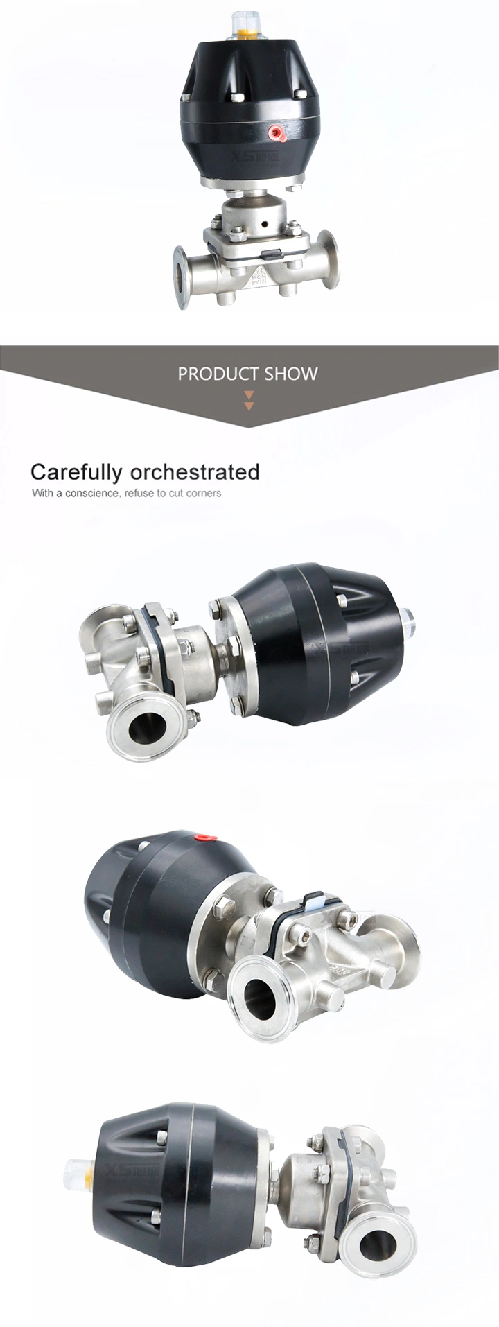 Hygienic Stainless Steel Clamped Pneumatic Actuator Diaphragm Valves