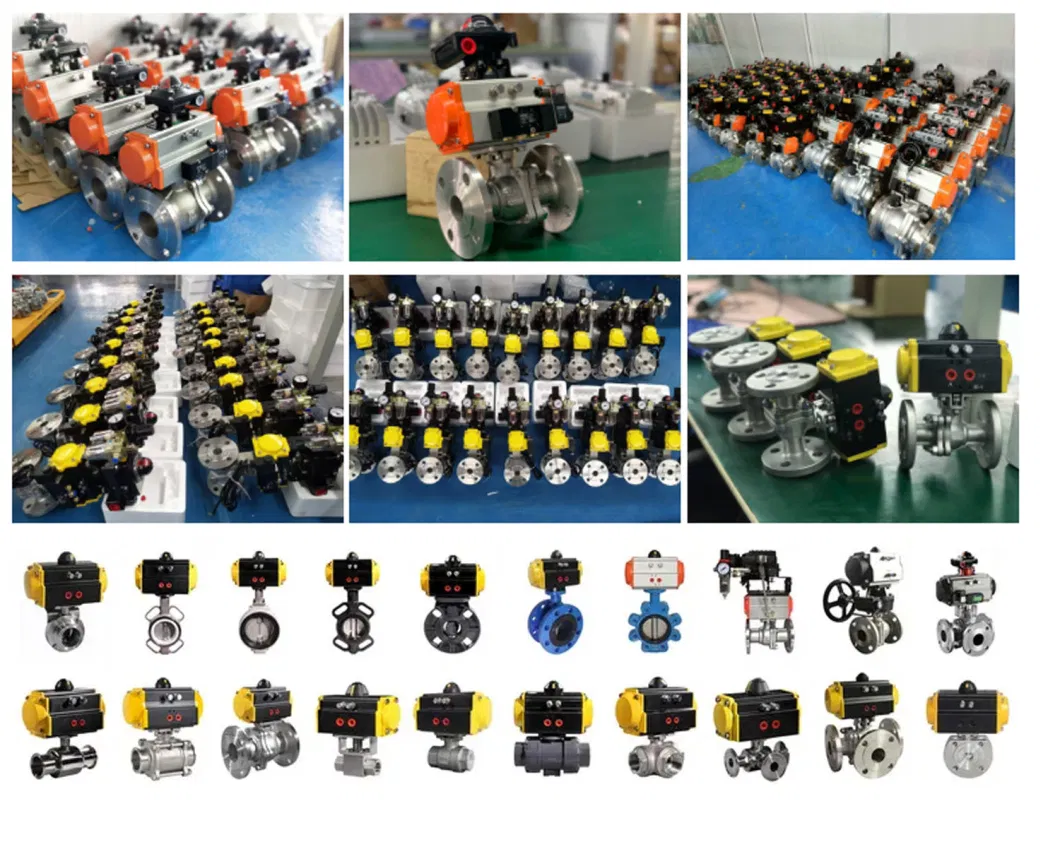 DN80 3 Inch 2 Way Double Flange Type Remote Operated Stainless Steel Pneumatic Actuated Ball Valve