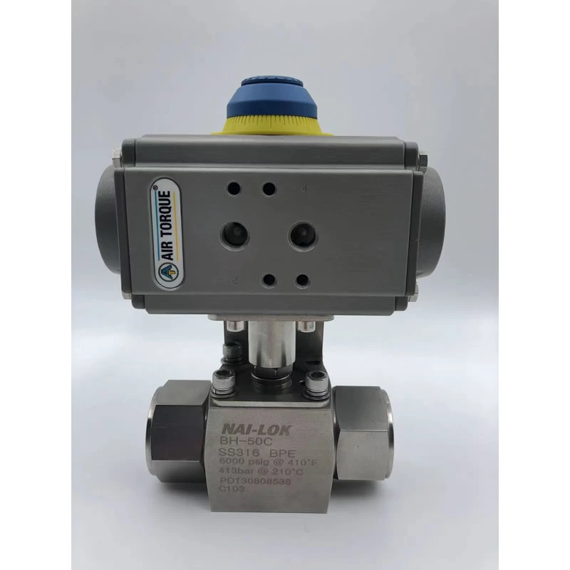 Nai-Lok Stainless Steel 316 Instrument Valve with Air Torque Pneumatic Actuated Ball Valve Single Actuating Normally Close Ball Valves