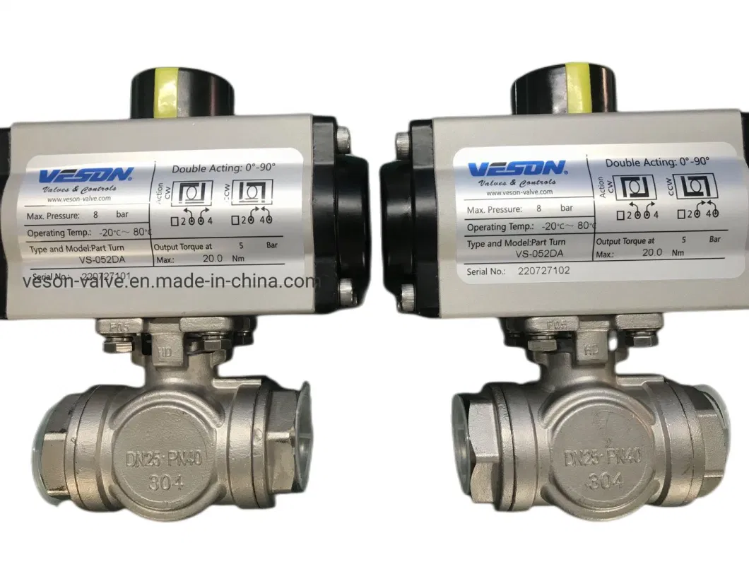 Pneumatic Actuated Screwed Ball Valve Air Actuated 2-Piece Stainless Ball Valves- Rack &amp; Pinion on-off Control Valve Ball Valve 1&quot; 1000wog