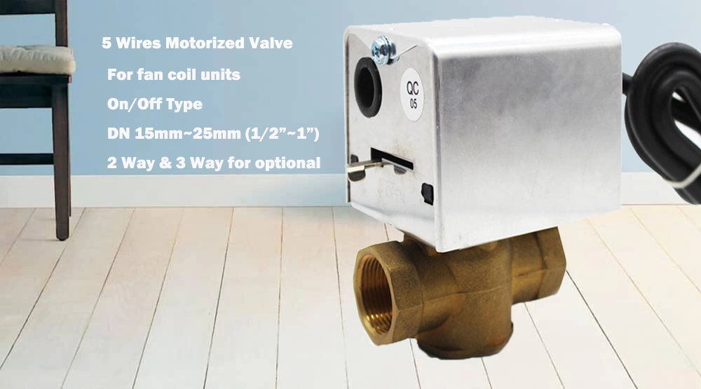 2 Port 3 Port Motorized Zone Valve 5 Wire Brass Gate Water Valve for HVAC System