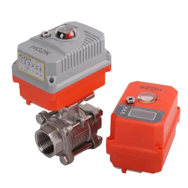 DN100 ANSI Micro Motorized Thread Three Piece Ratio Control Ball Valve AC220V Stainless Steel Micro Electric Thread Ball Valve