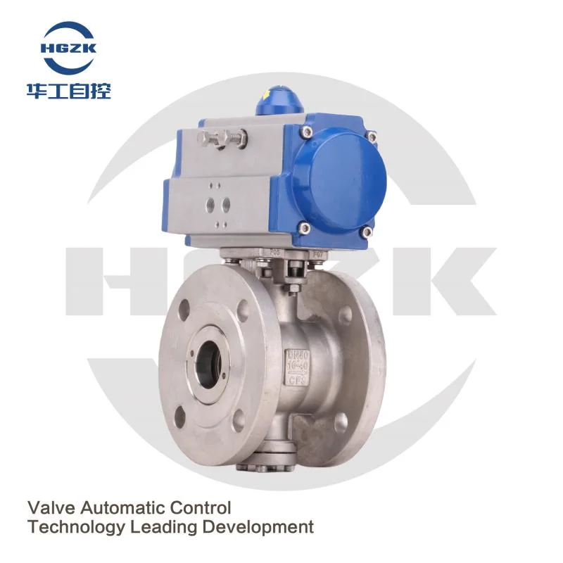 DN100 Pneumatic SS304 Ultra-Thin Ball Valve Pneumatic Actuated Thread Flanged Ball Valve