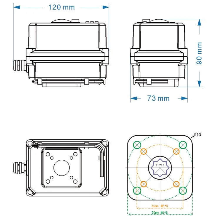 on off Regulating Type ABS Shell 20nm Small Electric Actuator