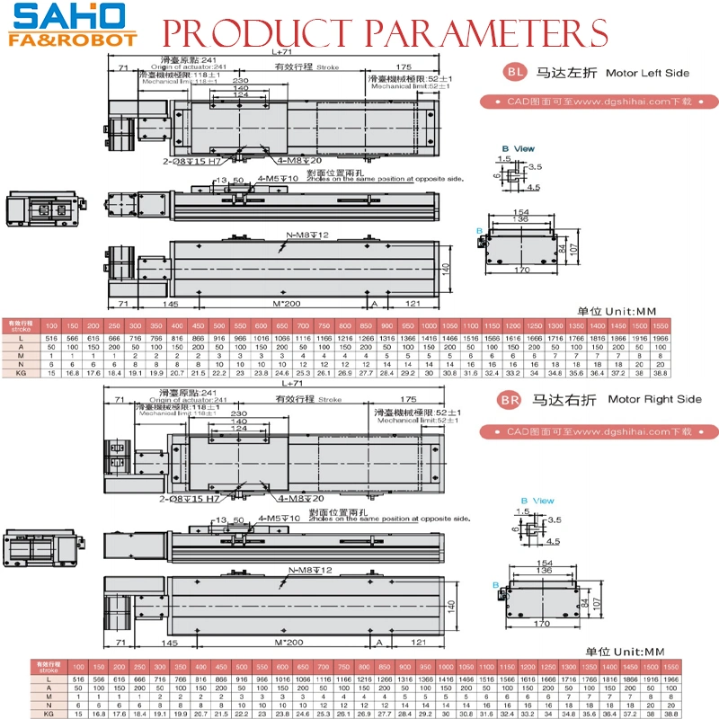 Customized Motorized Scb220 CNC Belt Type Linear Actuator for Application Such as Dispensing Machine