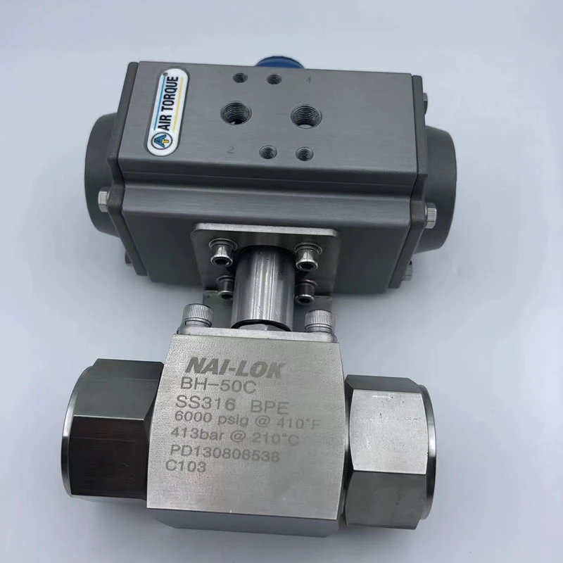 Nai-Lok Stainless Steel 316 Instrument Valve with Air Torque Pneumatic Actuated Ball Valve Single Actuating Normally Close Ball Valves