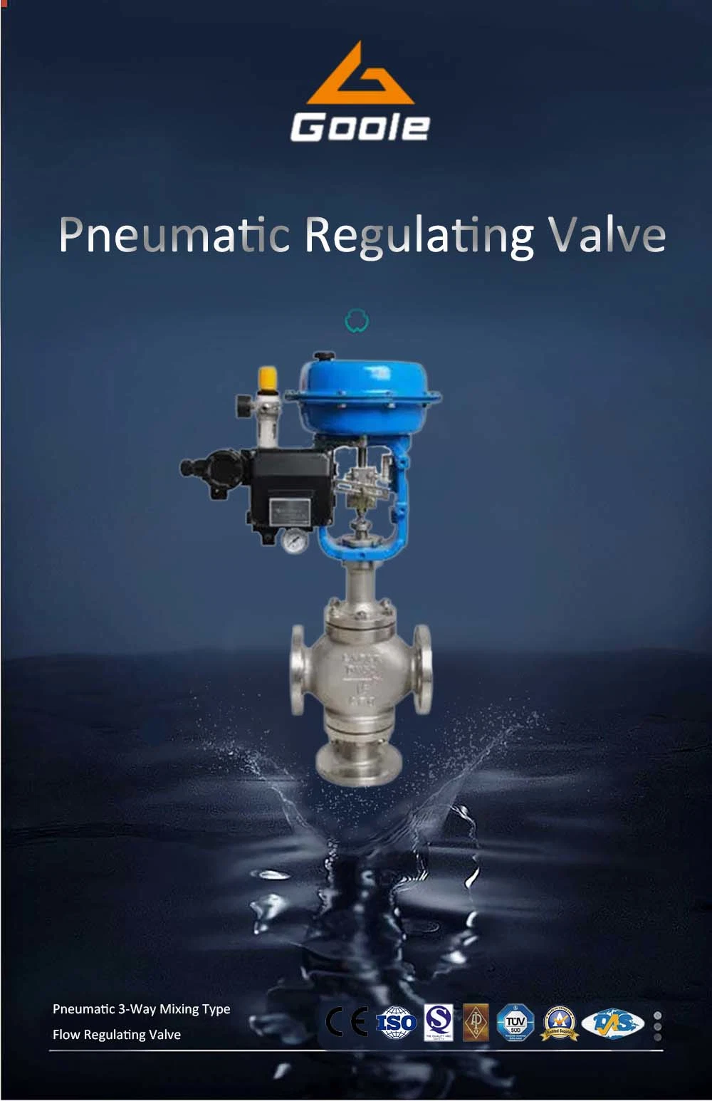 Pneumatic 3/Three-Way Diverting Type Flow Regulating Valve/Pressure Control Valve