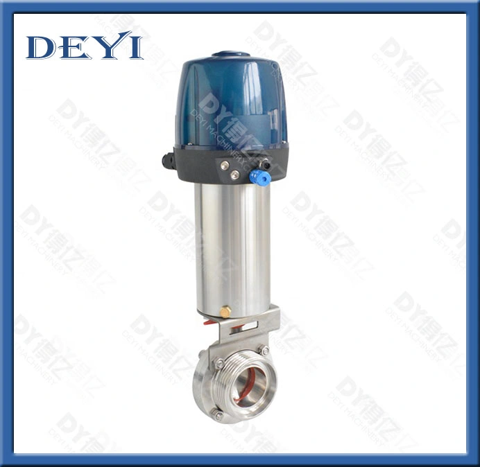 Stainless Steel Sanitation Air Pneumatic Actuated Butterfly Valves with Control Head