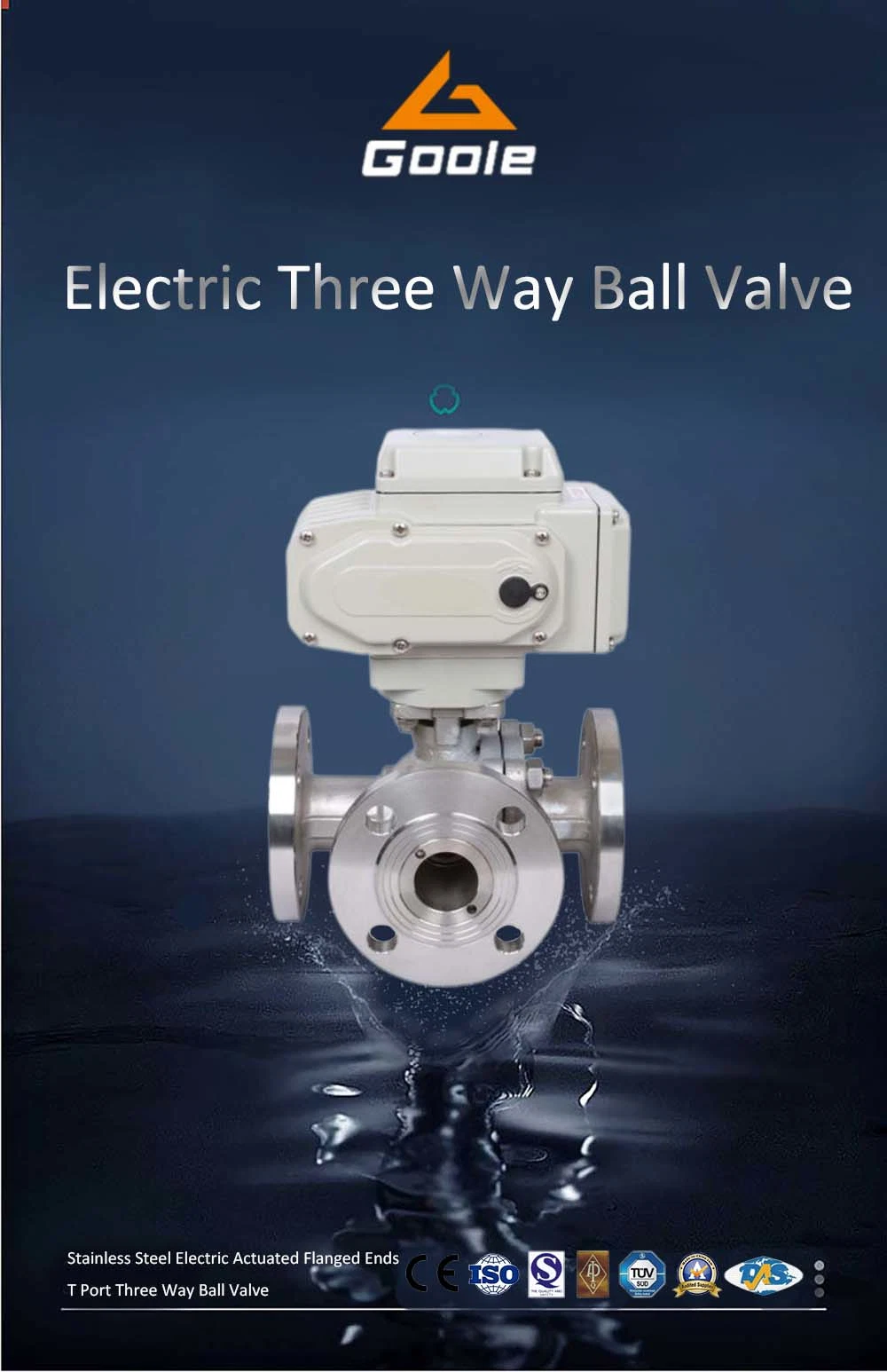 Electric Actuated Stainless Steel/Carbon Steel Flanged Forged Three Way Ball Valve