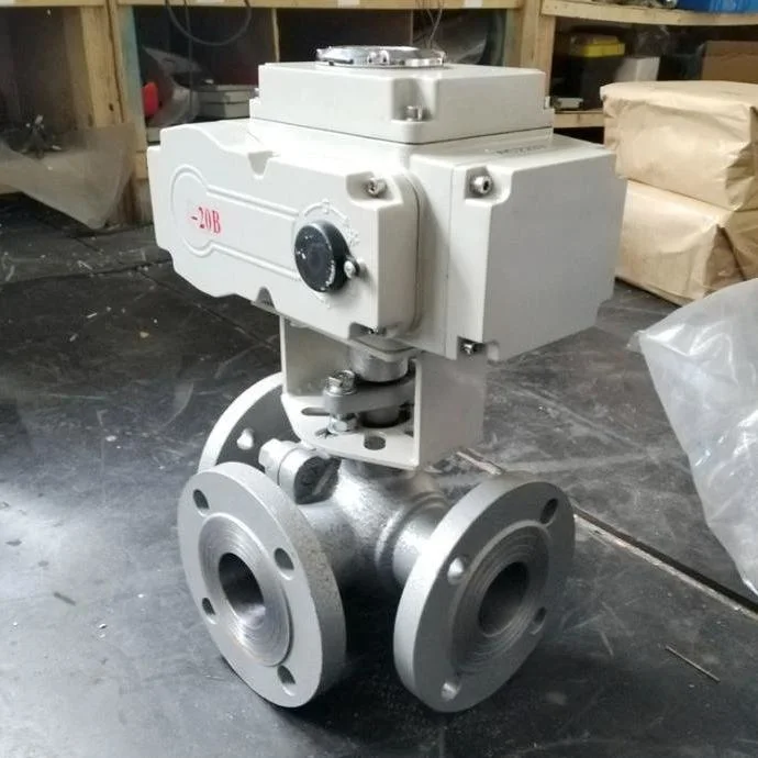 Electric Actuated Stainless Steel/Carbon Steel Flanged Forged Three Way Ball Valve