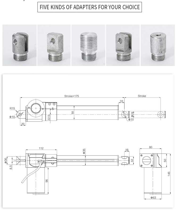 12V 24V Brush Motor 6000n 600kg IP65 Waterproof Recliner Chair Sofa Electric DC Linear Actuator Compact Design and Low Price