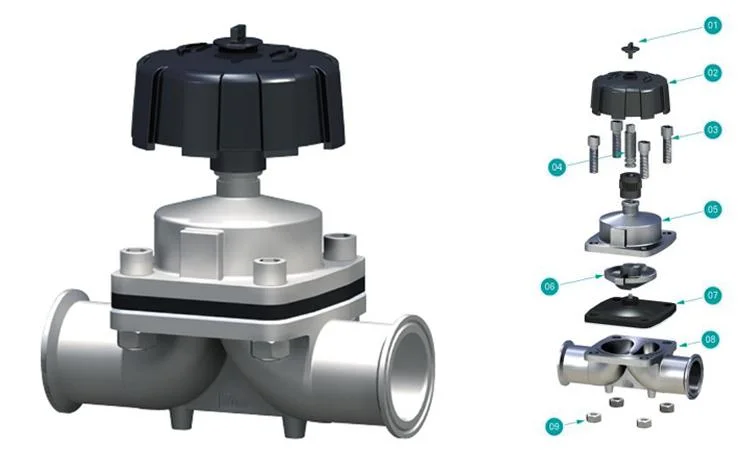 Tank Bottom Ss Valve Manual Pneumatic Sanitary Diaphragm Control Valve