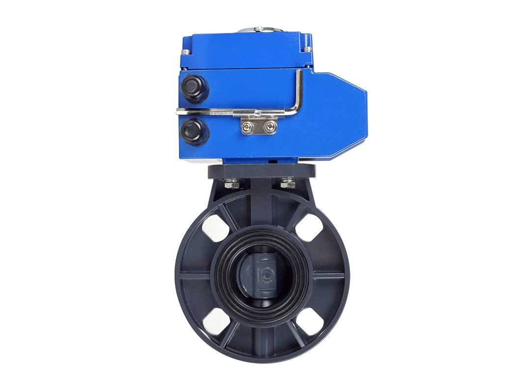 220V EPDM Seal UPVC Wafer Plastic with Electric Actuator Motorized PVC Butterfly Valve