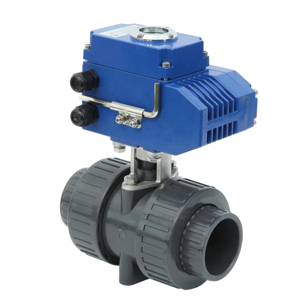 Way T Port 220V AC Electric with on off Electric Actuator Plastic Motorized PVC True Union Ball Valve