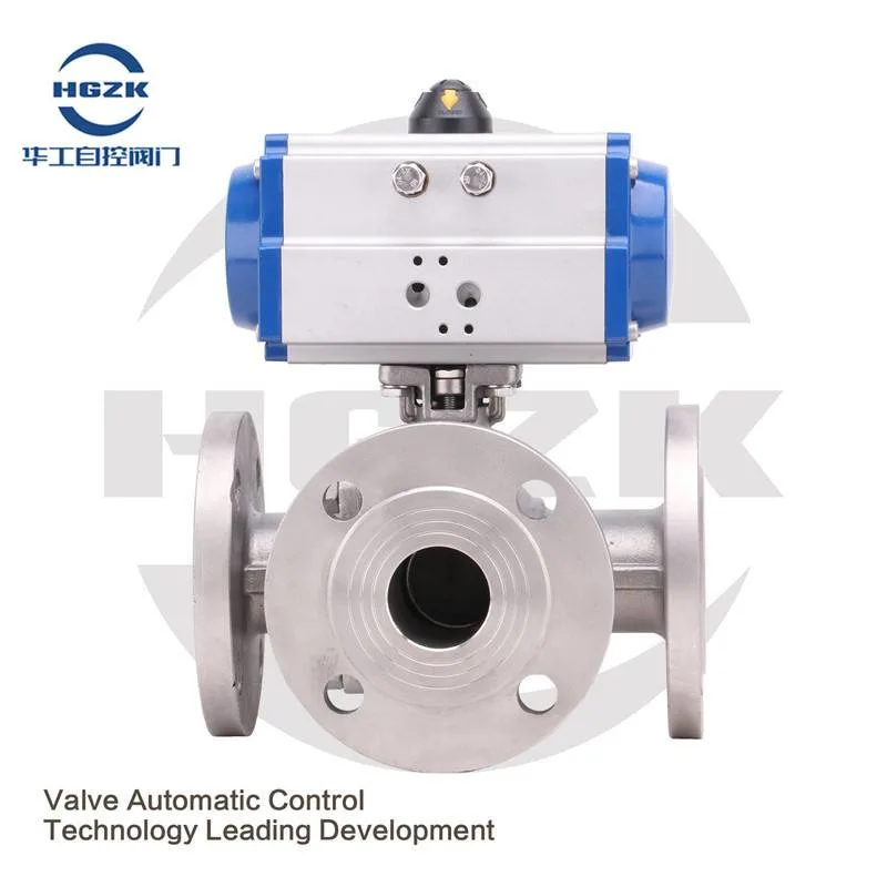 2-Way Stainless Steel Pneumatically-Actuated Flanged Ball Valves Spring-Return Double Acting