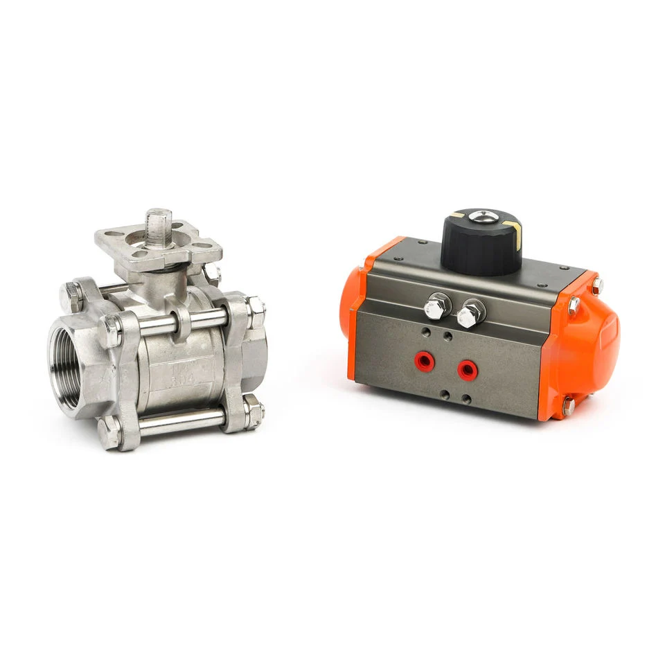 2 Way 3 PCS 1000 Wog 304 Stainless Steel Air Control Ball Valve Pneumatic Actuated Ball Valve with Limit Switch
