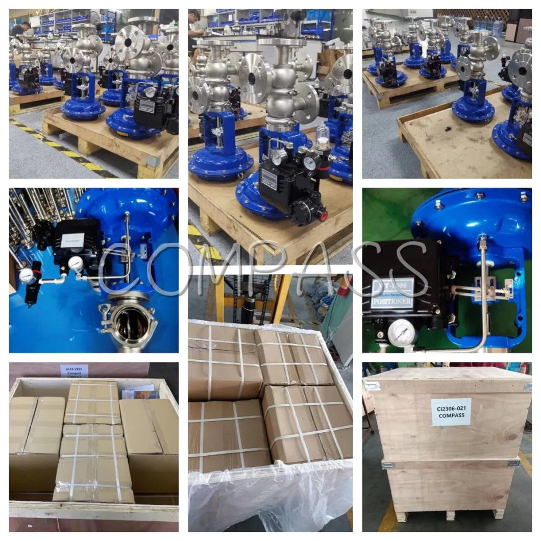 Xusheng Sanitary Stainless Steel SS304 Pneumatic Flange Sanitary Flow Control Valve with Actuator