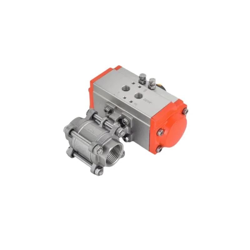3 PC 1000wog 304 Stainless Steel Air Control Ball Valve Pneumatic Actuated