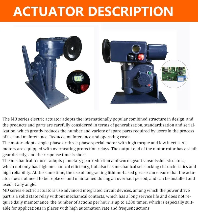 Output Signal 4-20mA with on/off Feedback Relays with Integral Controller MB+RS250/F MB+RS250/K Part Turn Electric Actuator