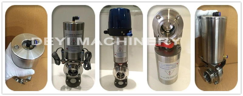Stainless Steel Sanitation Air Pneumatic Actuated Butterfly Valves with Control Head