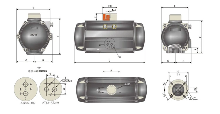 Numar Standard Rack and Pinion Pneumatic Actuator for Industrial Valve