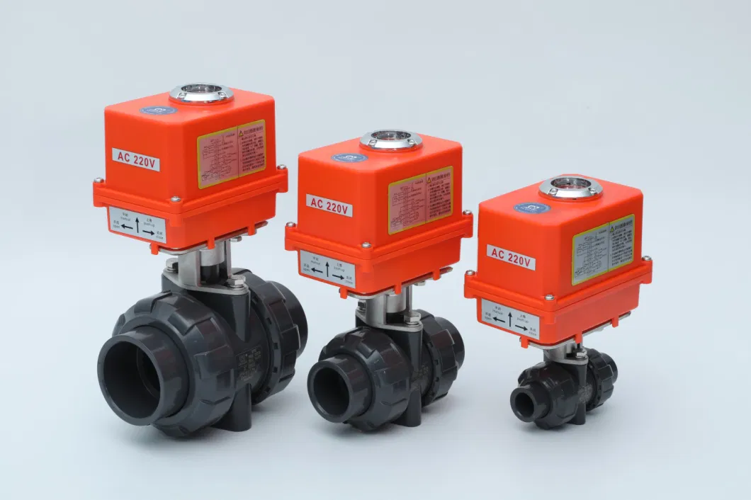 Way T Port 220V AC Electric with on off Electric Actuator Plastic Motorized PVC True Union Ball Valve