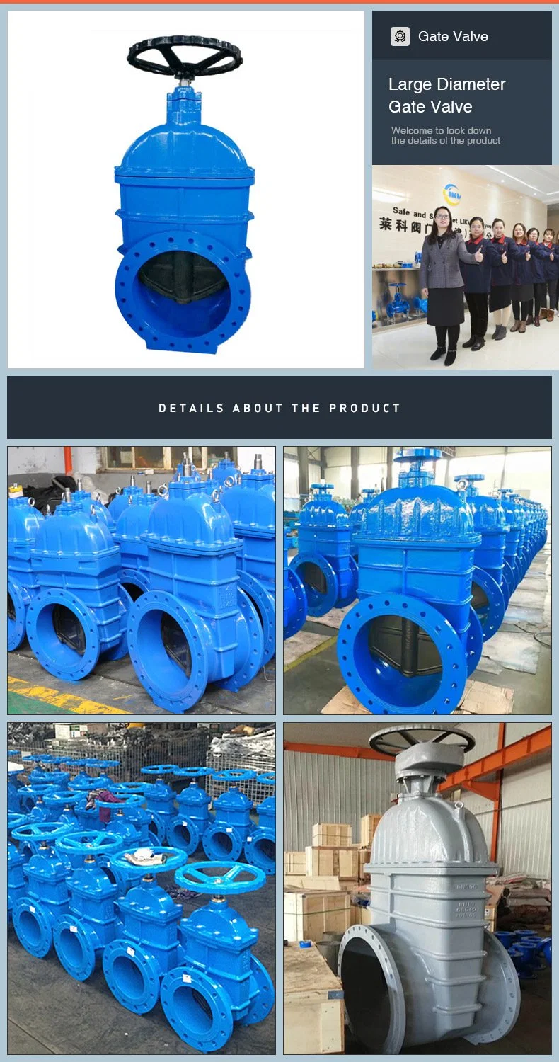 Electric Actuated Resilient Seat Clean Water Medium Gate Valve Large Diameter