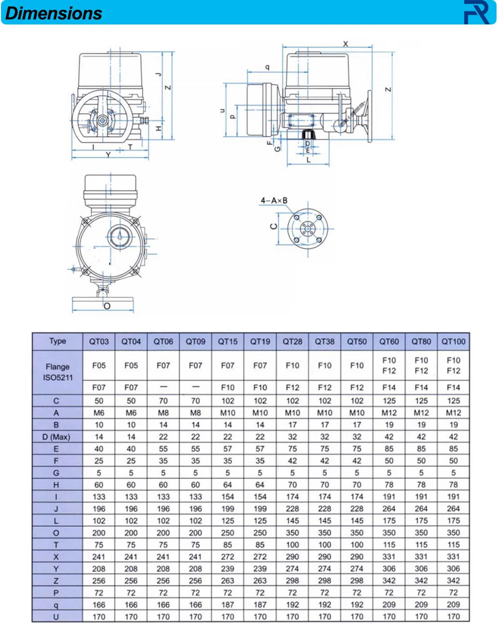 DC12V 24V Industrial Cheap Price IP67 IP68 Part Turn Electric Rotary Actuator Qt10 Qt15