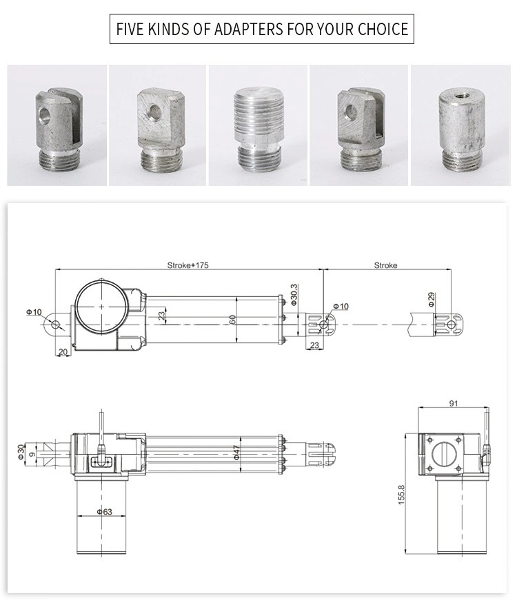 China Manufacturer 150mm Stroke 600n IP67 Waterproof Fast Speed 12 Volt DC Motor Linear Actuator for Electric Drawer, Lift Chair