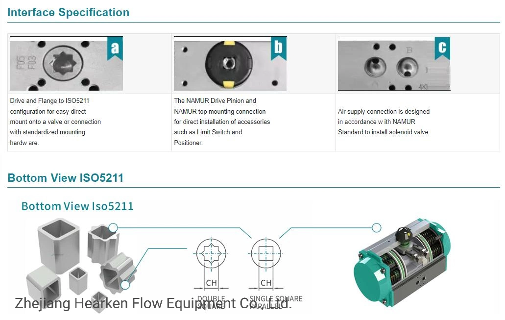 Hpa Series Pneumatic Actuator ISO5211 Spring Return Pneumatic Actuator Valve