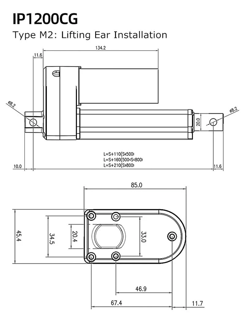 Powerful 2500n 24V Electric Industrial Linear Actuator for Nursing Home Beds Patient Lifts