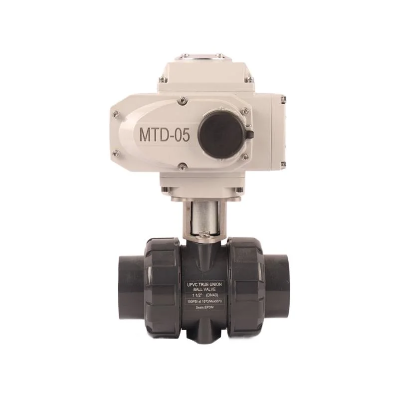 2 Way Rotary Proportional Modulating 12V 24V DC PVC True Union Electric Control Water Actuator Ball Valve with Ss Bracket