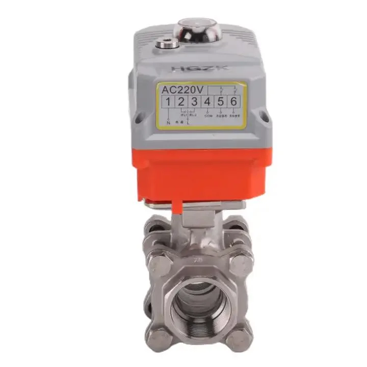 DN100 ANSI Micro Motorized Thread Three Piece Ratio Control Ball Valve AC220V Stainless Steel Micro Electric Thread Ball Valve