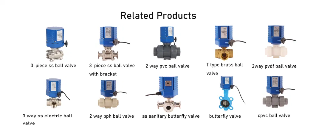 50mm 3 Way T Port 12V Electric Actuated Motorized Electric PVC Ball Valve with Actuator 3 Way Motorized Valve