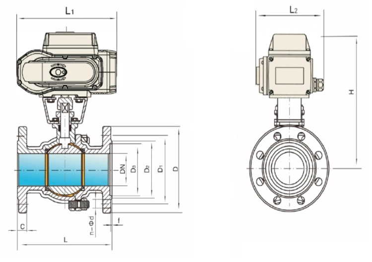 Flange Type AC220V 4-20mA Actuator Motorized Water Flow Control Electric Ball Valve