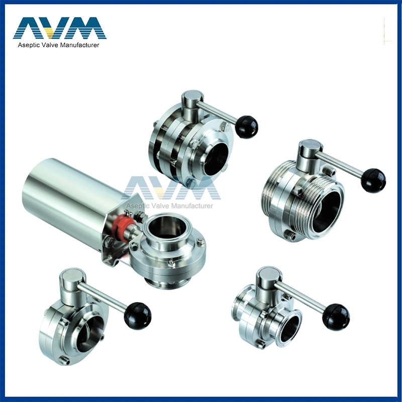 Stainless Steel Sanitary Manual Actuated Aseptic Diaphragm &Butterfly&Check &amp; Control Ball Valve for Beverage L Processing Equipments