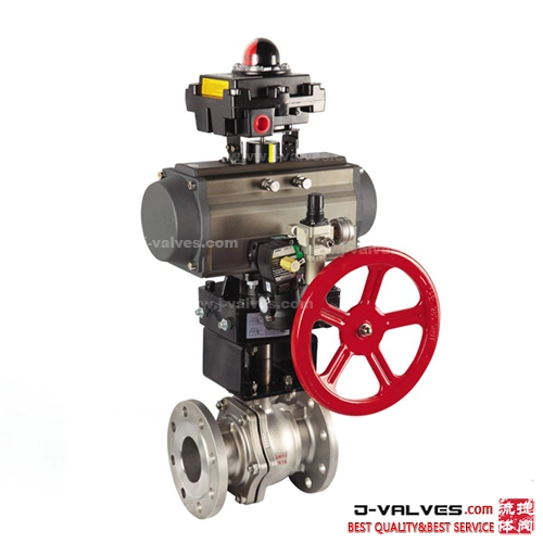 Stainless Steel CF8/CF8m Full Bore Floating Flange Type Pneumatic Actuated Ball Valve
