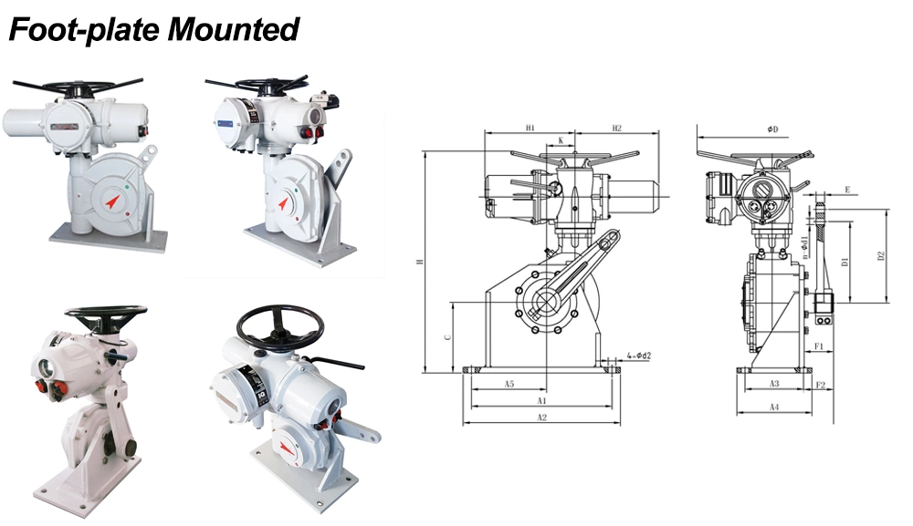 220V/380V DC Quarter Turn Electric Actuator with Gearbox