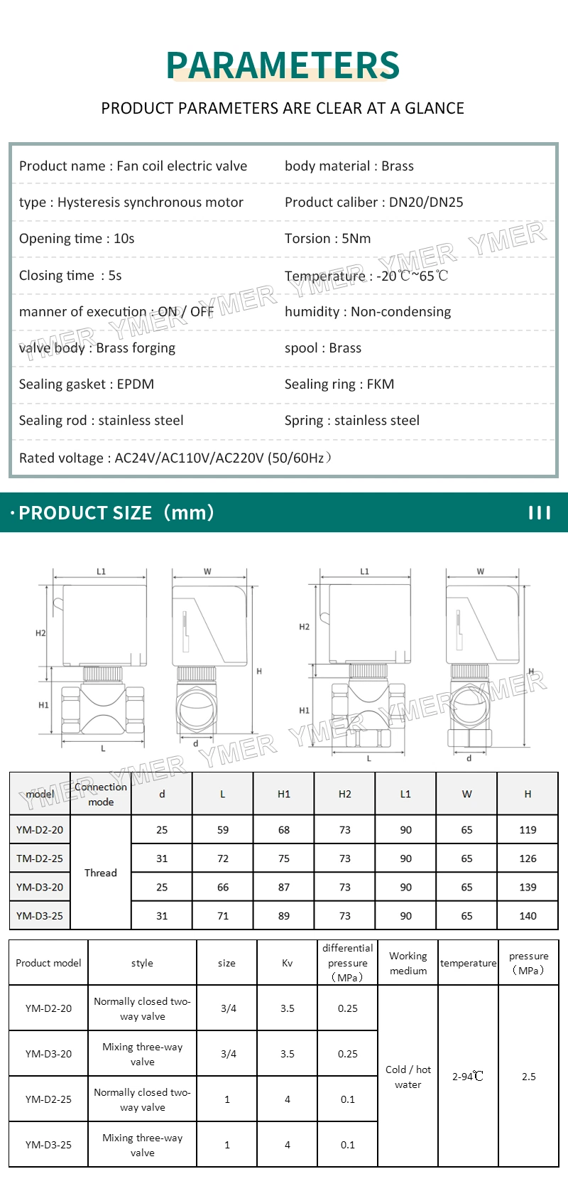 1inch DN25 Brass Motor Driven Zone Control Motorized Valve for HAVC