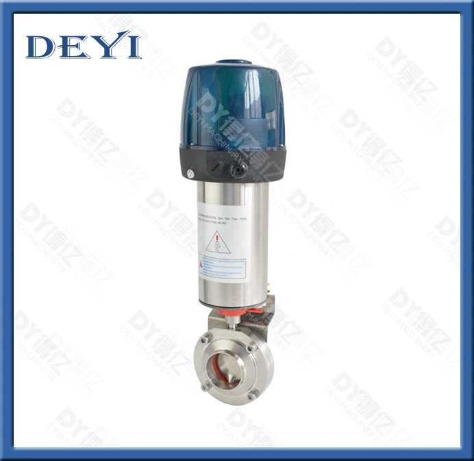 Stainless Steel Sanitation Air Pneumatic Actuated Butterfly Valves with Control Head